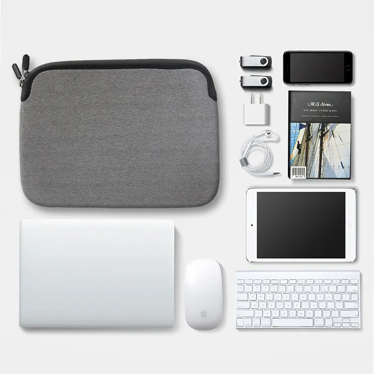 Pochette grise en néoprène de 13 pouces pour tablette et ordinateur portable
