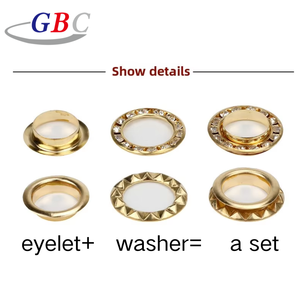 Ojetes de Metal con Logotipo Personalizado de Moda, Ojetes de Cristal Plateado y Blanco con Pedrería, Ojetes Roscados de Cobre <span class=keywords><strong>para</strong></span> Jeans - Product Image 3