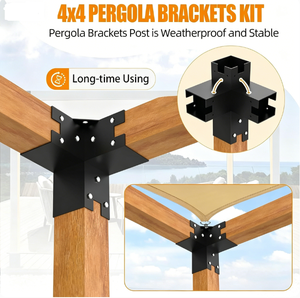 Kit de supports de pergola 4x4 pouces, supports d'angle à 90 degrés à 3 voies avec ancrage de base pour poteau, pour pergola de patio et gazebo - Product Image 3
