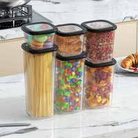 Ensemble de 6 boîtes de conservation alimentaire en plastique PP de haute qualité, hermétiques, empilables, pour bonbons, fruits secs, pâtes