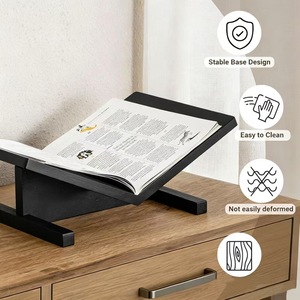 Wooden Book Shelf Black Single Layer Durable Magazine <b>Rack</b> For Living Room <b>Kitchen</b> Recipe Storage - Product Image 4