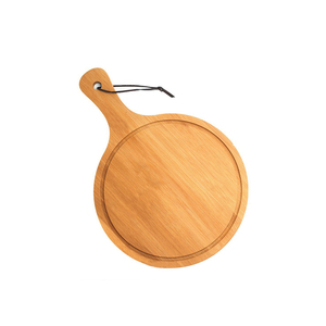 Tagliere Rotondo in Bambù Organico per <span class=keywords><strong>Pizza</strong></span>, Pala/Piatto Forato con Scanalatura Raccogli-Succo - Product Image 3