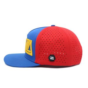 Casquette de baseball sportive 5 panneaux personnalisée de haute qualité, bicolore, broderie 3D avec trous découpés au laser, casquette de performance en gros - Product Image 3