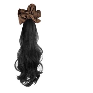 Extension de cheveux synthétiques ondulée marron, style paresseux, volume pour queue de cheval, pour femme - Product Image 4