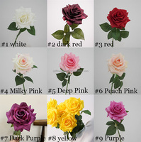 Roses artificielles humides au toucher réel prêtes à expédier fleurs artificielles violet foncé à tige unique pour la décoration de bureau
