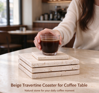 Vente en gros de dessous de verre et de sets de table en pierre de travertin naturelle personnalisés, résistants à la chaleur, pour la décoration de table