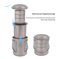 Service à thé portable en titane pur, design Moyen-Orient, pour camping et café, avec tasse à thé Kung Fu à double paroi