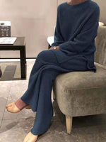 Ensemble de pulls pour femmes à motifs personnalisés vêtements et pantalons longs en coton ensemble de pulls deux pièces en tricot de polyester pour femmes