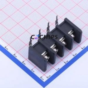 DBT30R-10.0-4P-BK-P Barrier Terminal Block Bent Lead Through Hole,P=10mm Connector Two Sides 10mm 1x4P Right Angle Pin - Product Image 1