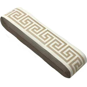 Benutzer definierte griechische Schlüssel Design Stoff besatz Polyester geometrische bestickte Jacquard gewebte Band für Dekor Vorhänge Kissen