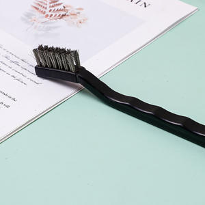 Cepillo de alambre de acero plano con mango de plástico negro, herramienta de limpieza de acero inoxidable, cepillo abrasivo industrial para eliminar óxido - Product Image 1