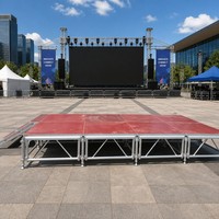 Plateforme de scène modulaire en aluminium portable avec pieds réglables en hauteur, surface antidérapante, système robuste