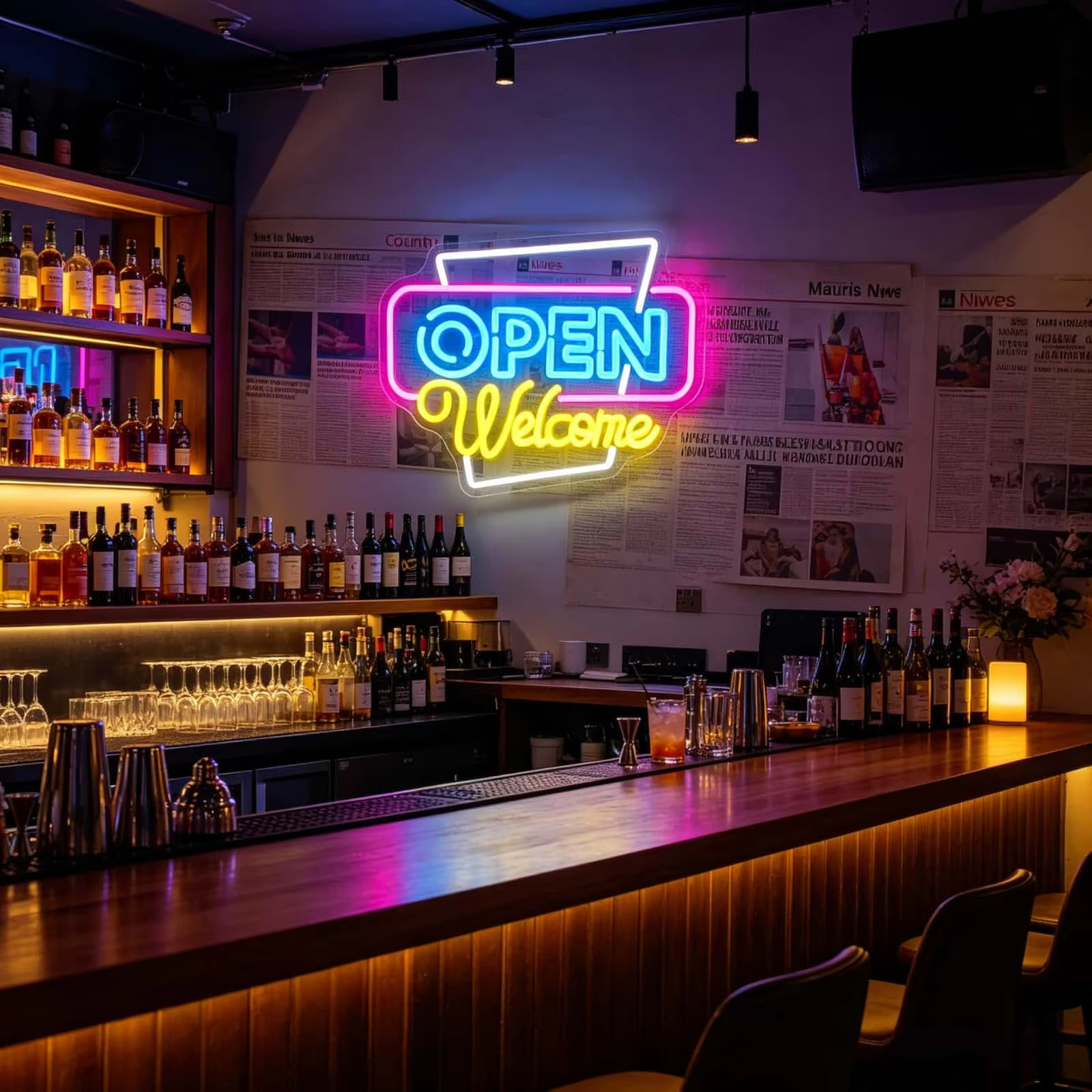 Open LED Neon Sign Night Light Colorful Decor Glowing Letter Lights Electric Sign for Car Bar Hotel Coffee Shop-IP65 Waterproof · image 5