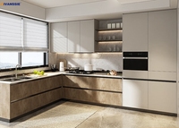 Meuble de cuisine en bois mélaminé de style moderne, vente chaude, amélioration de l'habitat, unités murales, modèle du fabricant