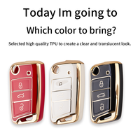Vente flash - Housse de clé de voiture pliable en TPU durable, écologique et résistante aux chocs, avec logo personnalisé pour Volkswagen 3 clés