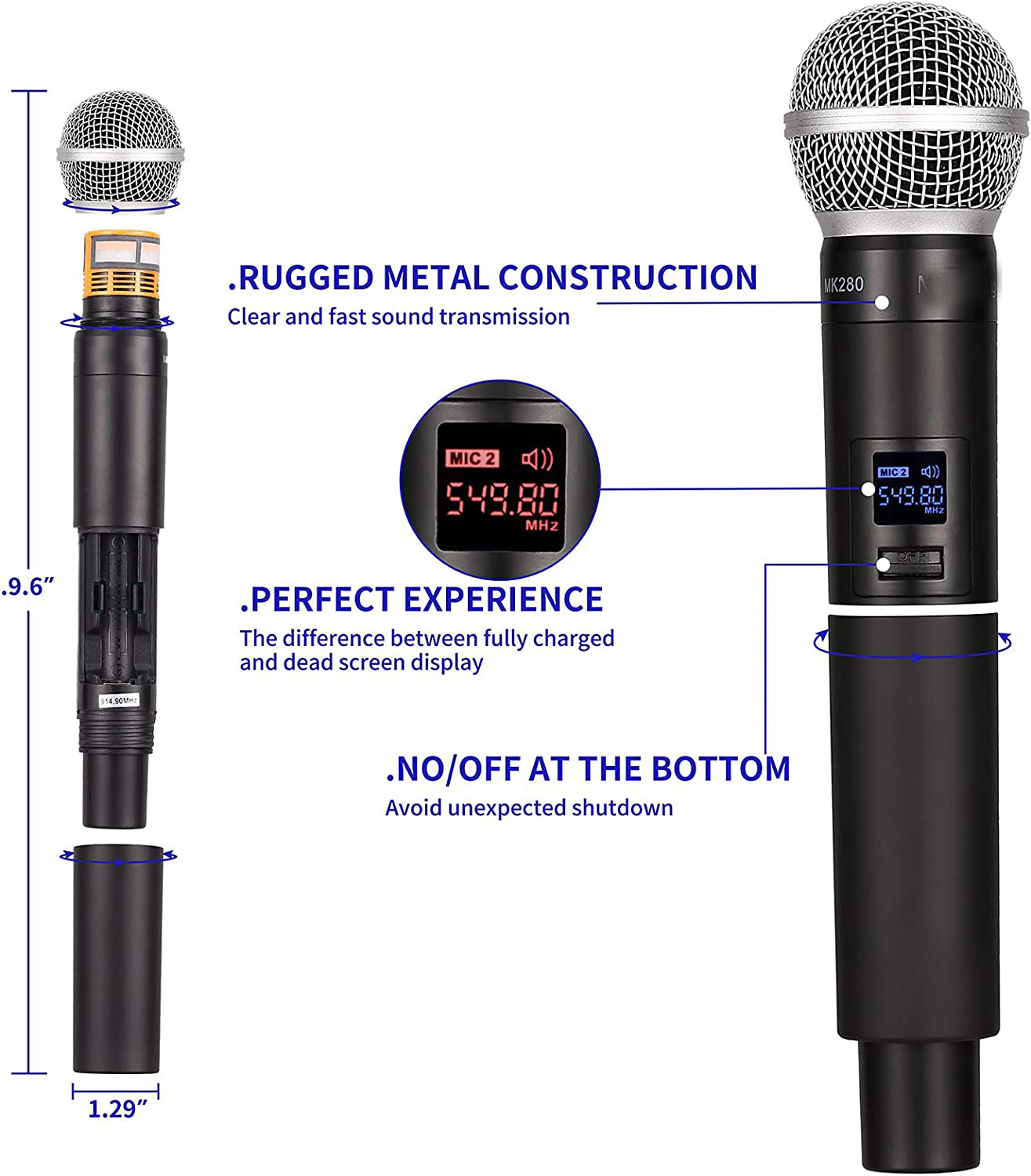 UHF帯ワイヤレスマイク　8本セット ワイヤレスマイク 2本 セット カラオケ マイク 2本同時 ハンドマイク