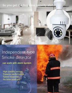 Jortan Wifi E27 Bóng đèn máy ảnh khói báo động tự động theo dõi Màu sắc tầm nhìn ban đêm trong nhà giám sát an ninh máy dò khói PTZ máy ảnh - Product Image 6