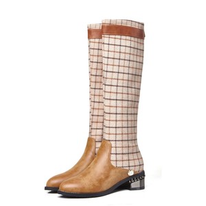 Winter Women Knight Knee High Boots <b>Pointed</b> Toe Booties Calf High Flat Riding Long Boots for Lady - Product Image 3