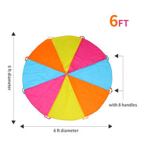 Indoor Outdoor Gym Class 6FT Rainbow <b>Parachute</b> Kids <b>Play</b> Gymnastics <b>Parachute</b> with Handles <b>for</b> Group Team Cooperative Games - Product Image 2