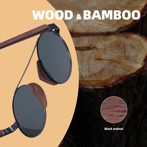 <b>Round</b> Retro Millionaire <b>Sunglasses</b> Black Walnut Rock Hip Hop Style for Men and Women - Product Image 3