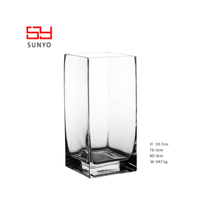 Sunyo <span class=keywords><strong>vase</strong></span> en verre cube cylindrique <span class=keywords><strong>carré</strong></span> en stock cristal design de bloc populaire de haute qualité personnalisé - Product Image 2