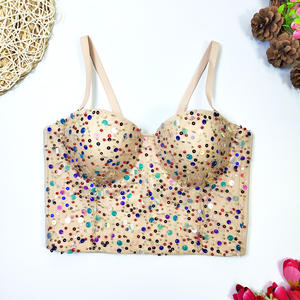 Elegante camisola de espina de pescado con cuentas bordadas de lentejuelas, ropa exterior para mujer, <span class=keywords><strong>faja</strong></span> de cintura corta ajustada sin tirantes con anillo de acero - Product Image 5