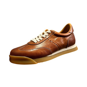 QHCCID Baskets rétro en cuir de poney pour hommes, talon bas, semelle extérieure en caoutchouc, chaussures de marche décontractées légères - Product Image 5