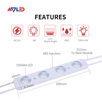 Module LED à injection haute puissance avec lentille 175 degrés 12V 3W IP65 étanche pour rétroéclairage 2835 pour caisson lumineux publicitaire
