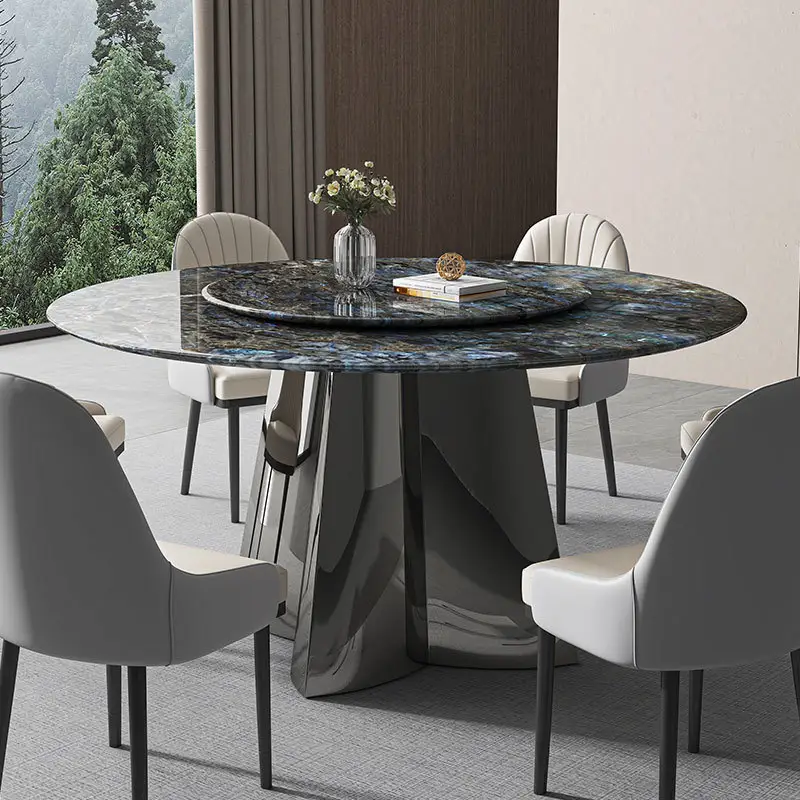 Foshan Factory Luxury Marble Dining Table Round Dining Table Dining table and chair combination Luxury Furniture