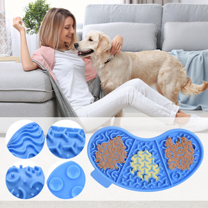 Pet Licking <b>Mat</b> Silicone Oval Geometric Pattern Slow <b>Feeding</b> <b>Dog</b> Cat Food Plate Non Slip Leak Proof - Product Image 1