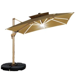 Parasol cantilever d'extérieur avec éclairage 3m x 4m, parasol carré LED, base <span class=keywords><strong>en</strong></span> <span class=keywords><strong>béton</strong></span>, capacité 210kg, mobilier d'extérieur moderne - Product Image 6