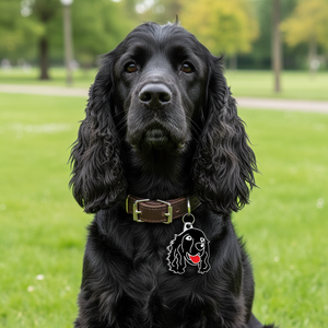 Placa de identificación para perros Cocker Spaniel, esmaltada en negro, para identificación de mascotas. - Product Image 3