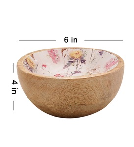 <b>Small</b> Wooden Dinner Bowl Daily <b>Table</b> Center Piece Use Food Presentation <b>Kitchen</b> Decor Salad Tossers Rustic Tableware Wooden - Product Image 5