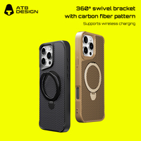 Étui de téléphone magnétique en fibre de carbone de luxe ATB avec finition givrée et protection à 360° pour 11 Pro & 18 Pro, compatible avec la charge sans fil