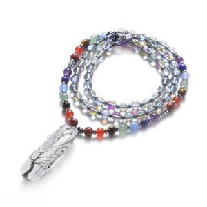 Amatista y 7 Chakra cuentas de <span class=keywords><strong>cristal</strong></span> en bruto prisma Hexagonal Árbol de la vida colgantes Chakra inicial collar de la joyería - Product Image 4