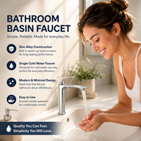 Robinet de lavabo en alliage de zinc pour commande en gros, eau froide, haute qualité, finition électrolytique
