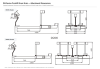 DG400 Grappin de levage robuste pour chariot élévateur, capacité 400 kg, pince à cerceau automatique pour fûts en plastique ouverts de 200 L