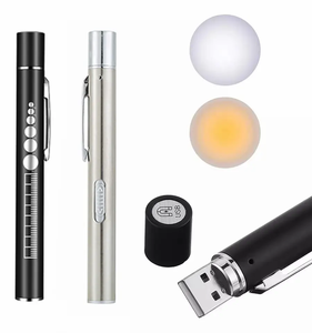 Newest Logo Engraving Custom Double Led Light Source Penlight Flashlight Doctor Nurse EMT USB Rechargeable Pen Light