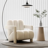 Fauteuil d'appoint en tissu velours de luxe, canapé simple minimaliste avec pieds en bois robustes pour la maison ou le bureau