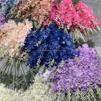 B-709 Grosir Bunga Sutra Pink Terang Delphinium Buatan Tangkai Tunggal 2 Cabang Ranting Panjang Bunga Delphinium Buatan