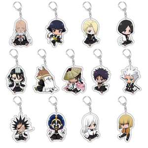 Porte-clés en acrylique Anime <span class=keywords><strong>BLEACH</strong></span>, figurines Kurosaki Ichigo, Kuchiki Rukia, <span class=keywords><strong>Zaraki</strong></span> Kenpachi, Kuchiki Byakuya, cadeaux mignons, vente en gros - Product Image 1