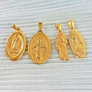 Pingente de pistola de aço inoxidável, pingente de arma de gang de rock masculino de ouro 18k, virgem maria, pingente de crucifixo - Product Image 3