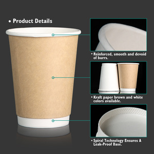 <b>Custom</b> Biodegradable Disposable Coffee <b>Cup</b> 6oz 8oz 12oz 16oz Double Wall Kraft Paper Hot Tea <b>Cup</b> With Lids - Product Image 6