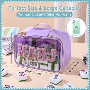 FUPAI Open PVC Modern Embroidered Alphabet Mahjong Storage <strong>Bag</strong> Large Capacity Portable Cosmetic &amp; for Travel <strong>Bag</strong> - Product Image 4