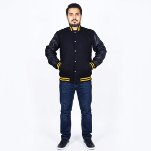 Custom Logo Light Blue Plus Size Men's Varsity Jacket <b>Stand</b> Collar Front Logo Breathable 100% Cotton OEM Bulk Sale - Product Image 1