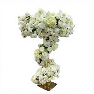 SMOOTH Camino de Mesa de Flores Artificiales de Seda Realistas, Color Blanco Rosa, Diseño Asimétrico, 80cm/120cm, Centros de Mesa para Bodas - Product Image 1