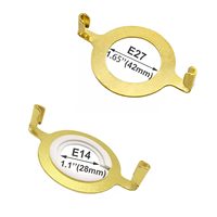 ECUDIS Adaptateur de douille de lampe à suspension 2 pièces E27/E14, en acier allié, avec bague de réduction de 1,65 pouce, doré, adaptateur E27