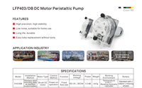 Pompe doseuse péristaltique micro LEFOO LFP403DB 24V 12V à commande CC, débit élevé 2900 min/ml pour système de dosage de traitement de l'eau