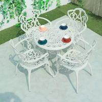 Ensemble de table et chaises de jardin en aluminium moulé blanc, petit ensemble de café et de repas décontracté, en aluminium imperméable et résistant aux UV pour cour et jardin