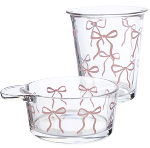 Juego de tazas de cuencos de mariposa, taza de cristal de Rosa francesa Original con diseño Floral de lazo de corazón femenino para café frío, té, leche, <span class=keywords><strong>desayuno</strong></span> - Product Image 4